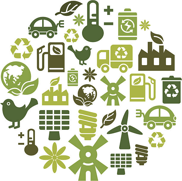 Environmental Protection Icons in Circle Shape vector art illustration