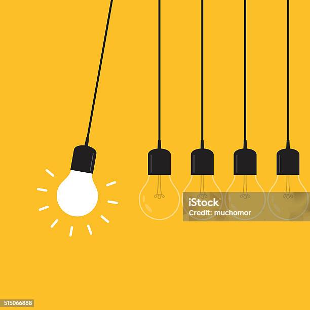 Pendule De Newton Concept Sur Fond Jaune Vecteurs libres de droits et plus d'images vectorielles de Ampoule électrique - Ampoule électrique, Apprentissage, Leadership