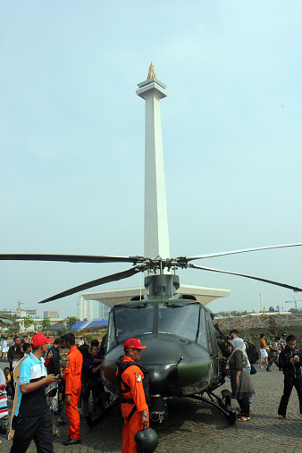 Jakarta, Indonesia - October 8, 2012: Indonesian National Army organized an exhibition of arms and military vehicles in the field of the National Monument in Central Jakarta, Indonesia, to commemorate Armed Forces Day 67th.