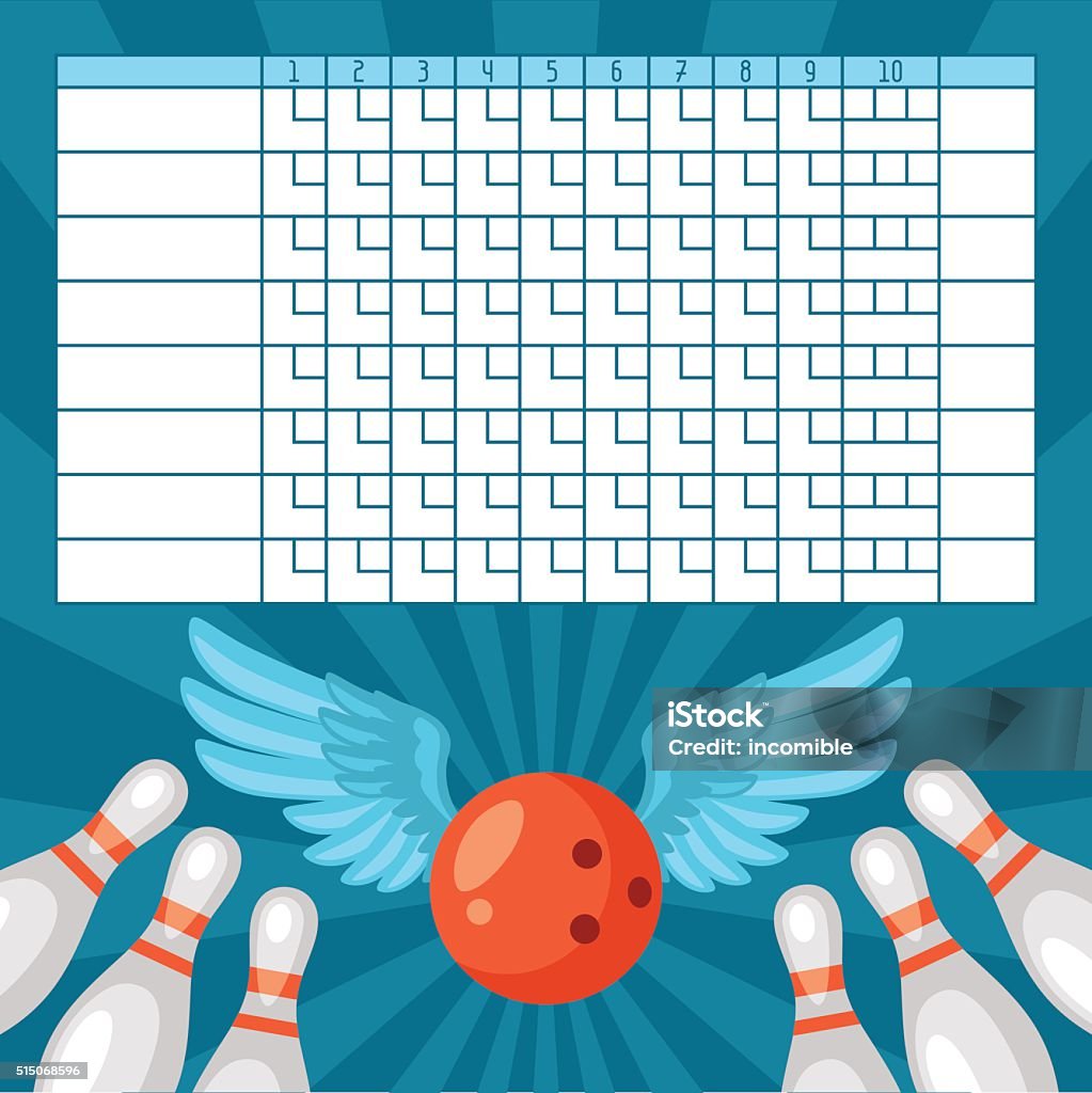 Bowling Score Sheet Blank Template Scoreboard With Game Objects Stock