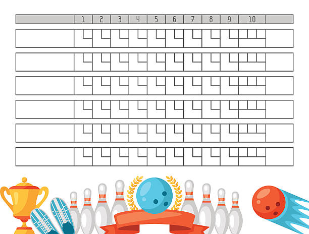 Bowling score sheet. Blank template scoreboard with game objects Bowling score sheet. Blank template scoreboard with game objects. scoring stock illustrations