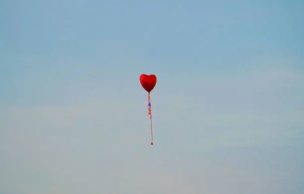 Photo of heart balloon Floating in the Sky