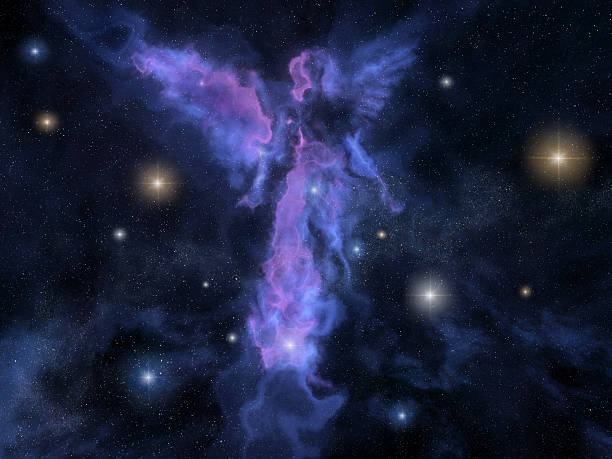 angel shaped nebula - aartsengel stockfoto's en -beelden