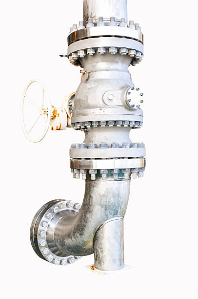 istock Metal pipe flanges with bolts on an isolated background 515071447