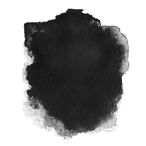 Black  spot, watercolor abstract hand painted textured background isolated on white