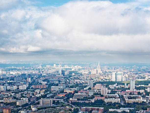 istock skyline with dark grey autumn clouds under big city, Moscow 515072631