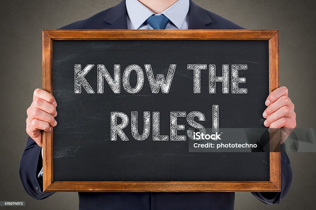 Know The Rules on Blackboard Law Stock Photo