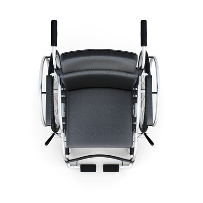 Wheelchair, top view, isolated on a white background. 3d rendering.