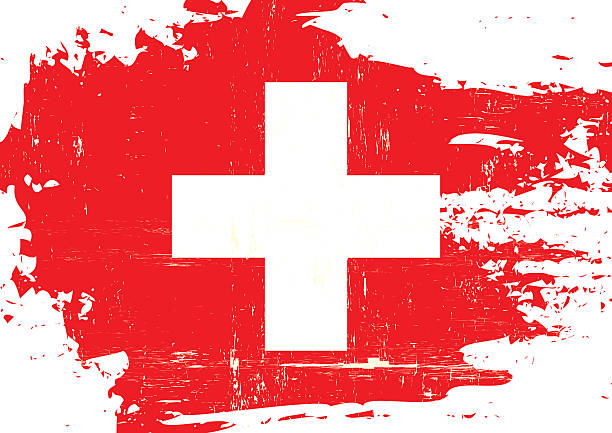 illustrations, cliparts, dessins animés et icônes de rayé drapeau suisse - helvetic