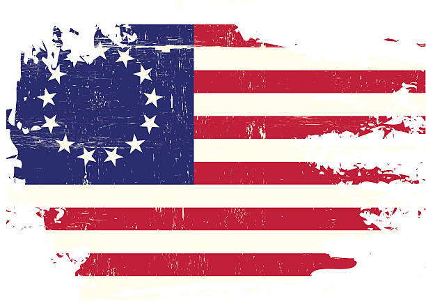 Scratched betsy Ross Flag A flag of Old Union with a grunge texture betsy ross house stock illustrations