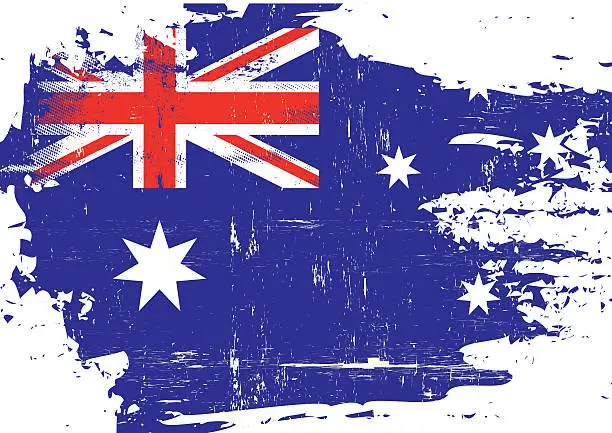 Vector illustration of Australian scratched Flag