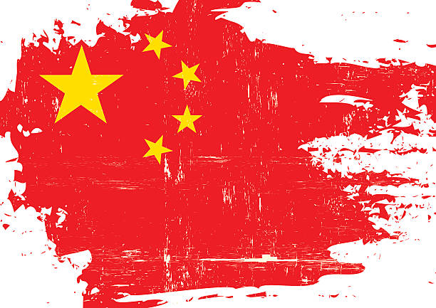 stockillustraties, clipart, cartoons en iconen met chinese scratched flag - communism