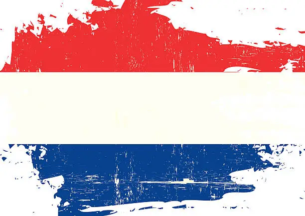 Vector illustration of Dutch scratched Flag