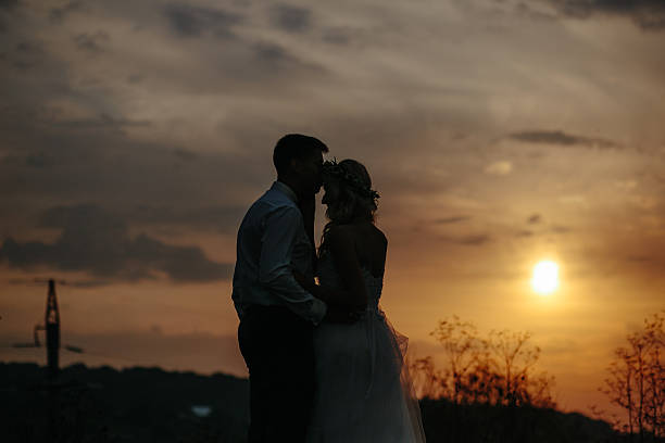istock Silhouette of  wedding couple in field 515084596