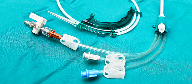 Central venous catheter set Close up view ona central venous catheter and a guide wire catheter photos stock pictures, royalty-free photos & images