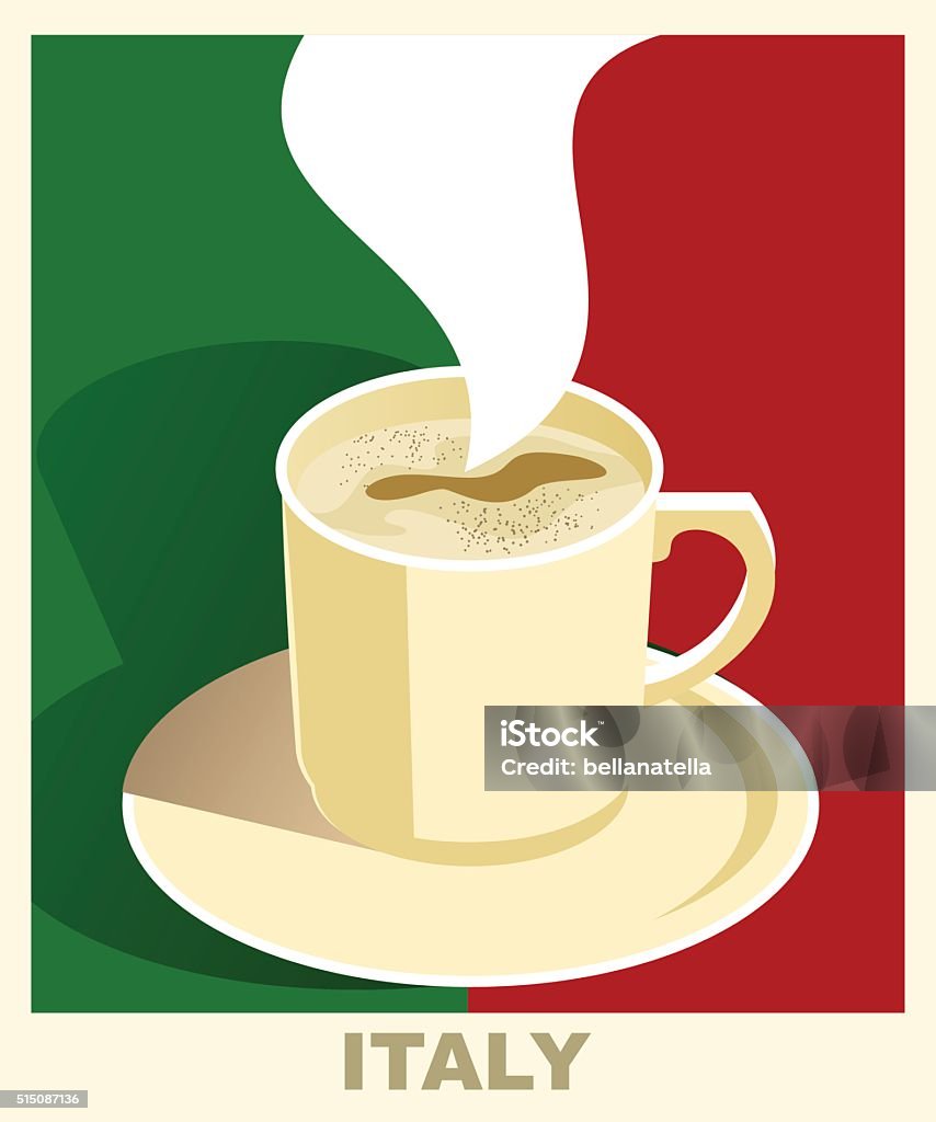 Art deco coffee poster with flag Italy. Coffee vintage concept. Art deco coffee poster with flag Italy. Coffee vintage concept. National coffee shop, cafe, restaurant, bar. Vector EPS 10. Espresso stock vector