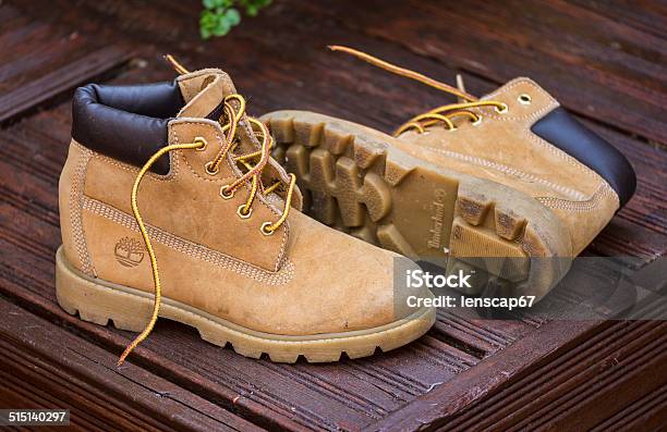 Pair Of Worn Timberland Boots Stock Photo - Download Image - Boot, The Timberland Company, Construction Worker - iStock
