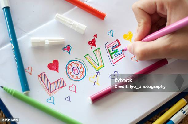 Writting Love With Color Stock Photo - Download Image Now - Beauty, Color Image, Colors