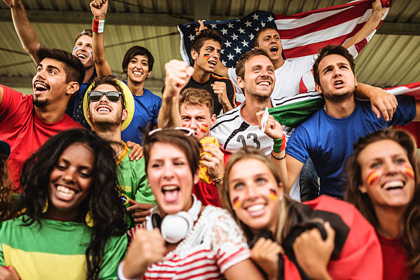 istock mixed national world supporter at the soccer stadium 515146790