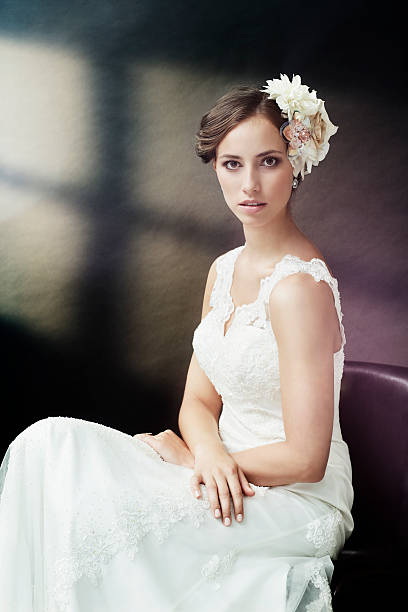 istock Elegant young bride in wedding dress, studio shot 515147133