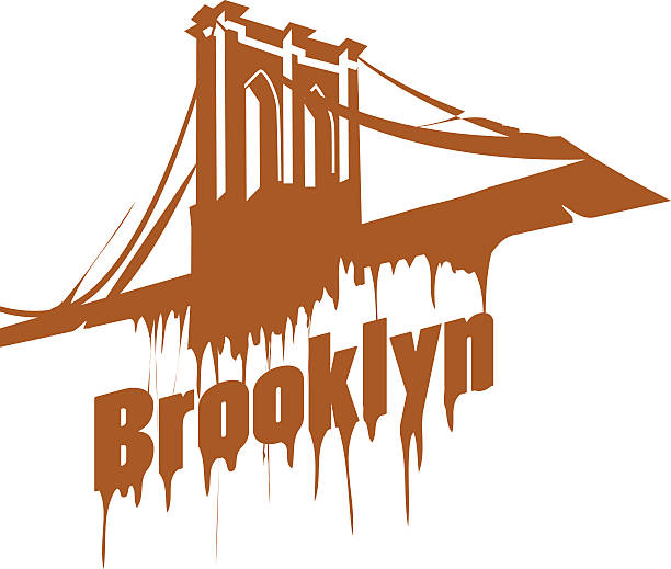 ニューヨークブルックリン橋のデザインにエンブレム。グラフィティスタイル - brooklyn new york city retro revival old fashioned点のイラスト素材／クリップアート素材／マンガ素材／アイコン素材