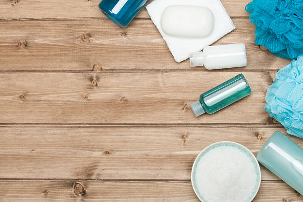 istock Spa Kit. Top View. Shampoo, Soap Bar And Liquid. Shower 515153088