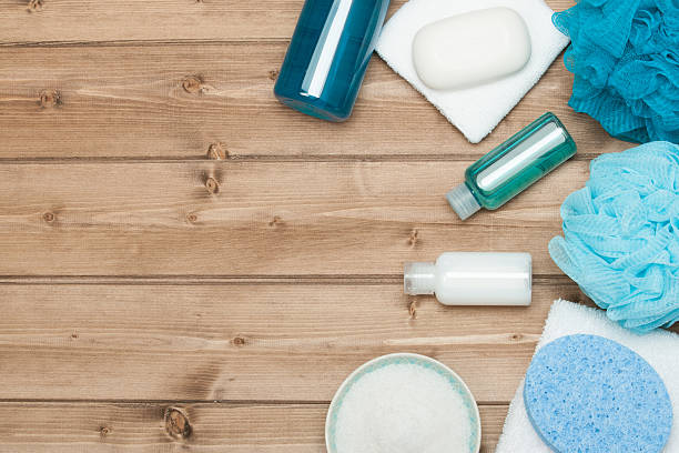 istock Spa Kit. Top View. Shampoo, Soap Bar And Liquid. Shower 515153130