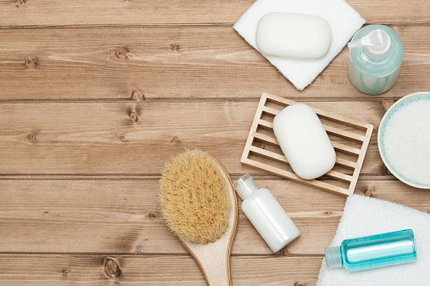 istock Spa Kit. Top View. Shampoo, Soap Bar And Liquid. Shower 515153260