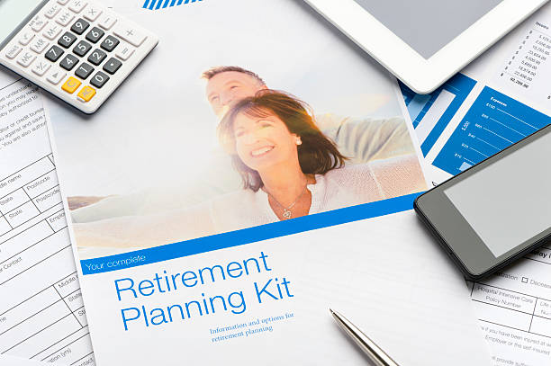 istock Retirement planning brochure with mature couple 515153454
