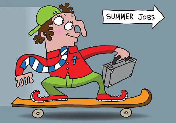 Vector illustration of Summer jobs this way!