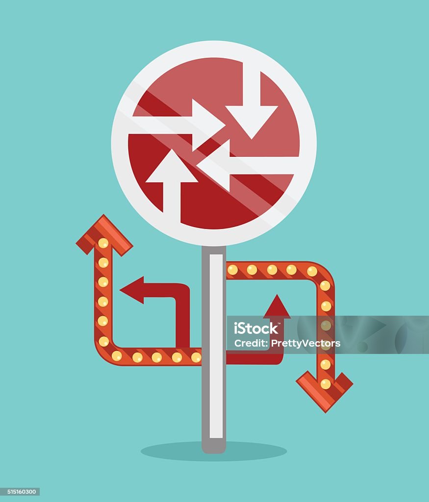 Many Way Sign Sign With Many Directions Vector Flat Illustration Stock Illustration ...