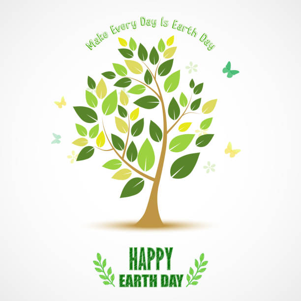 ilustrações de stock, clip art, desenhos animados e ícones de abstrato de árvore feliz dia da terra - earth day banner placard green
