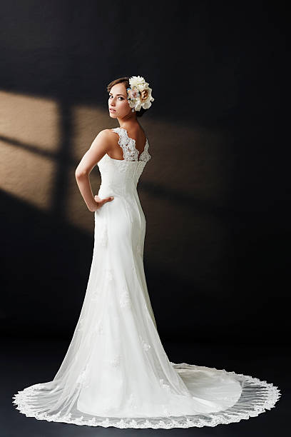 istock Elegant young bride in wedding dress, studio shot 515168279