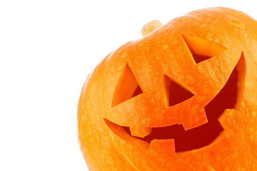 Jack O Lantern halloween pumpkin isolated on white background
