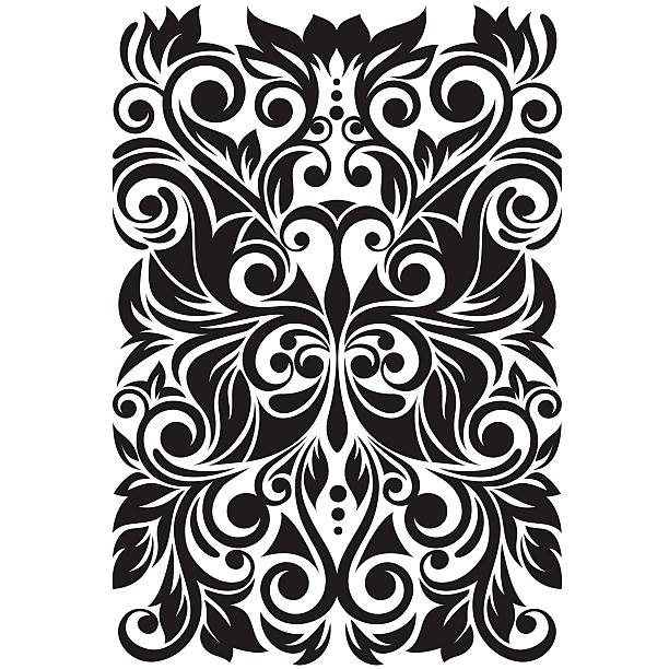 Beautiful Decorative Butterfly with Flowers and Leaves (Vector Decorative Butterfly simple butterfly outline pictures stock illustrations