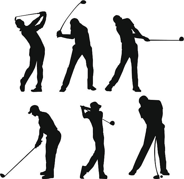 Golfer Silhouette Vector silhouette of a golfer with his swing. golf silhouettes stock illustrations