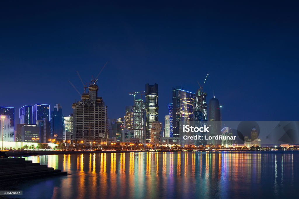 Doha, Qatar The city of Doha viewed from the corniche. Building - Activity Stock Photo