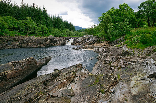 River Orchy Scotland River Orchy Caledonian Forest, West Highland, Scotland. argyll and bute stock pictures, royalty-free photos & images
