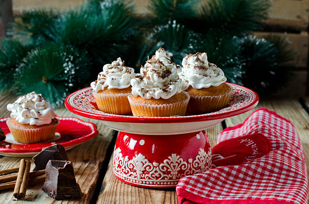 istock Christmas cupcakes with whipped cream and chocolate 515172431
