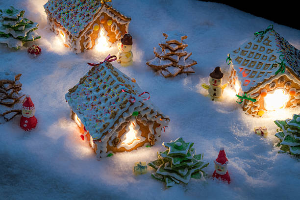 istock Small gingerbread village built from sweetness 515172941