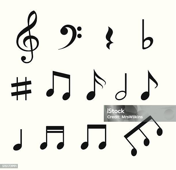 Set Of Music Notes Vector Stock Illustration - Download Image Now - Musical Note, Music, Clip Art