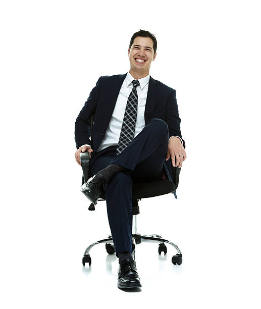 istock Cheerful businessman sitting on stool 515174119