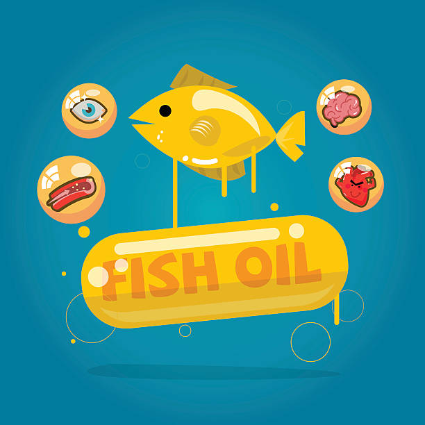 魚オイルのカプセルます。肝油の特典 - fish oil vitamin pill cod liver oil nutritional supplement点のイラスト素材／クリップアート素材／マンガ素材／アイコン素材