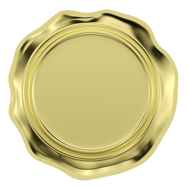 istock Golden wax seal isolated on white background 515194598