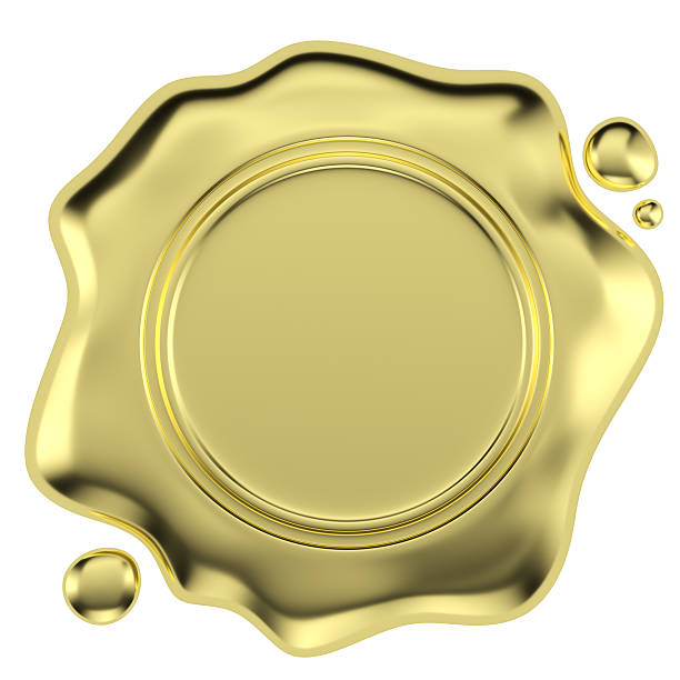 istock Golden wax seal isolated on white 515194718