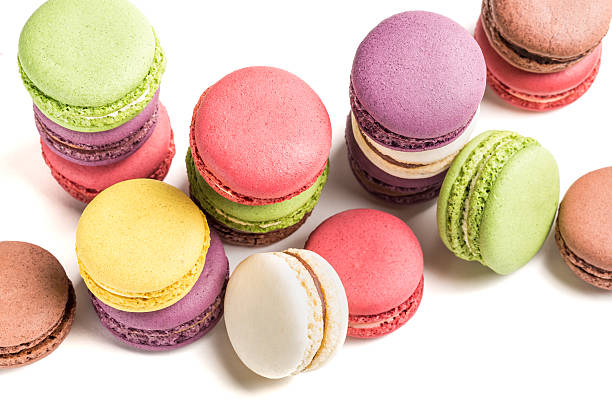 istock Delicious macaroons on white background 515195356