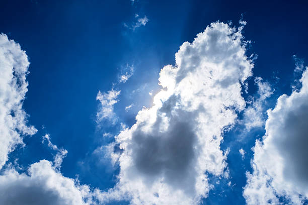 istock Looking up at Nice blue sky with sun with cloudy 515195386