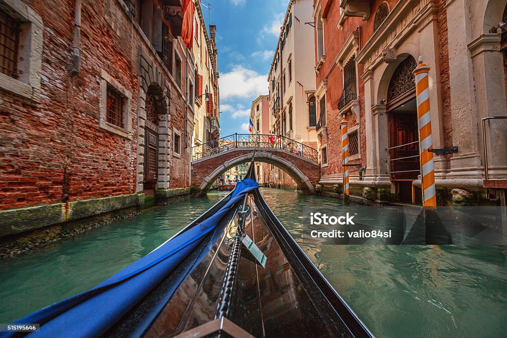 View from gondola during the ride through the canals, Venice Venice, Italy. View from gondola during the ride through the canals. Venice - Italy Stock Photo