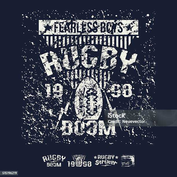 College Team Rugby Retro Emblem And Design Elements Stock Illustration - Download Image Now