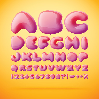 Vector font made from balloons in letters shape. Gradient mesh